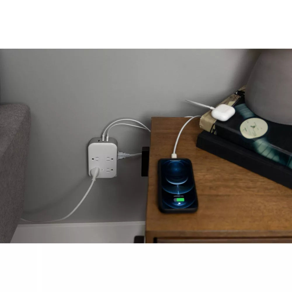 Wall Surge Tap with 4 Grounded Outlets + 4 Polarized Outlets + 2 USB-C + 1 USB-A